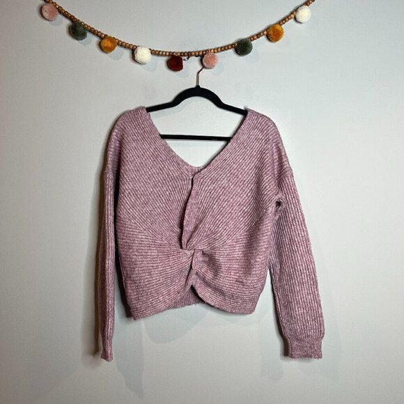 Anthropologie Angel of the North pink wool blend twist back sweater - Picture 3 of 6